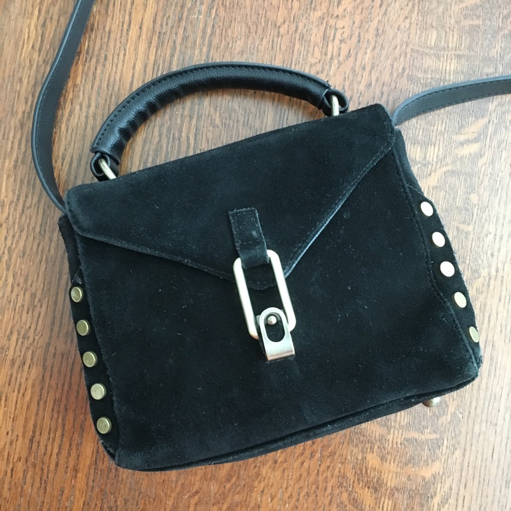 Lionel | Black Leather Suede Studded Crossbody